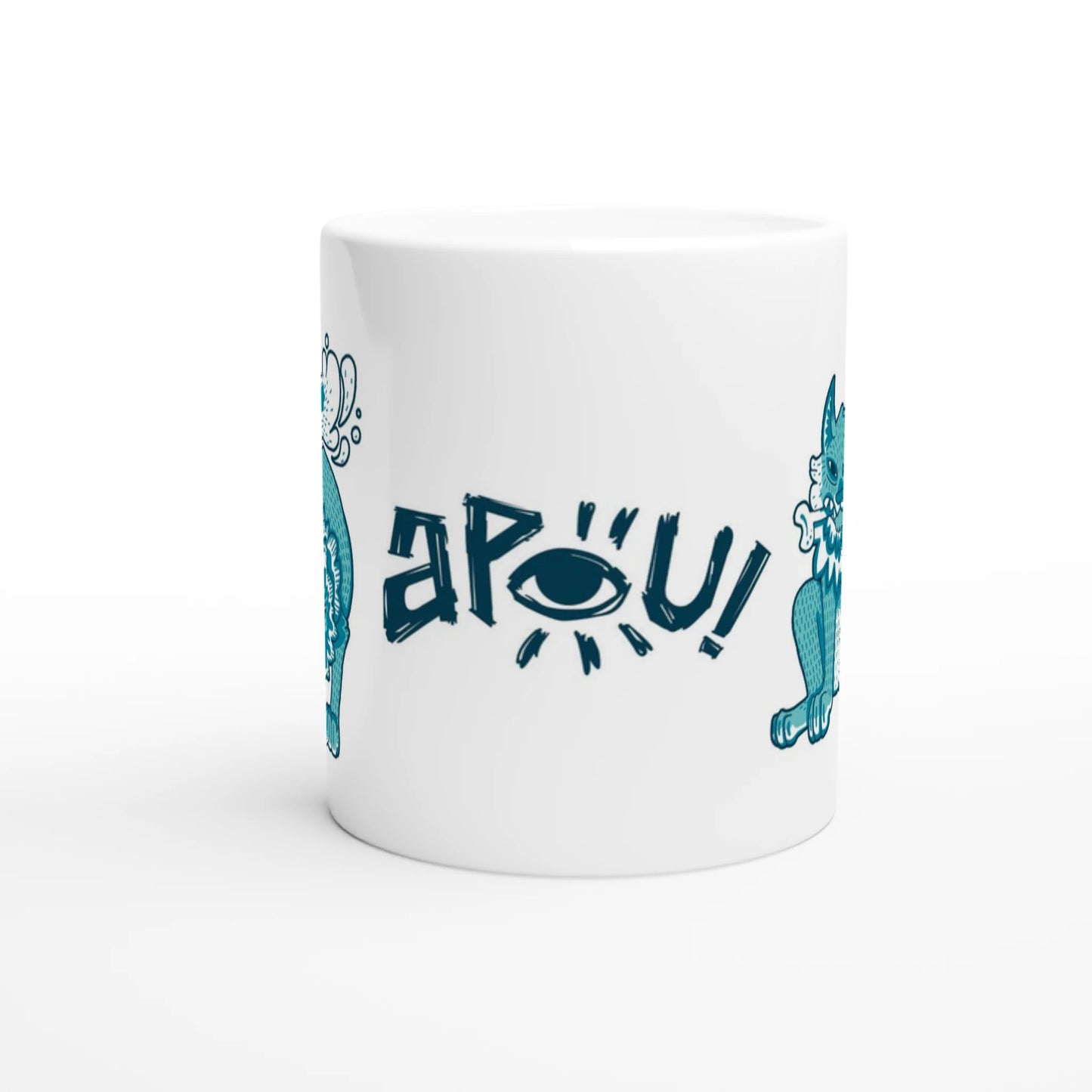 Mug au design d'APOU SHINY – Duo de Loups - un jeu de cartes familial plein de malice et de stratégie - Editeur : NO ONE GAMES