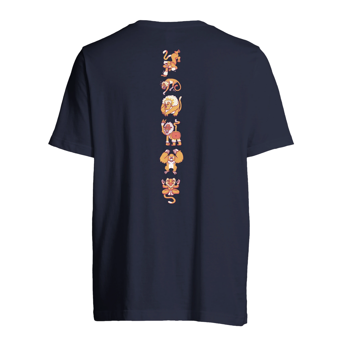 T-shirt au design d'APOU SHINY – Famille des Singes en Totem - un jeu de cartes familial plein de malice et de stratégie - Editeur : NO ONE GAMES