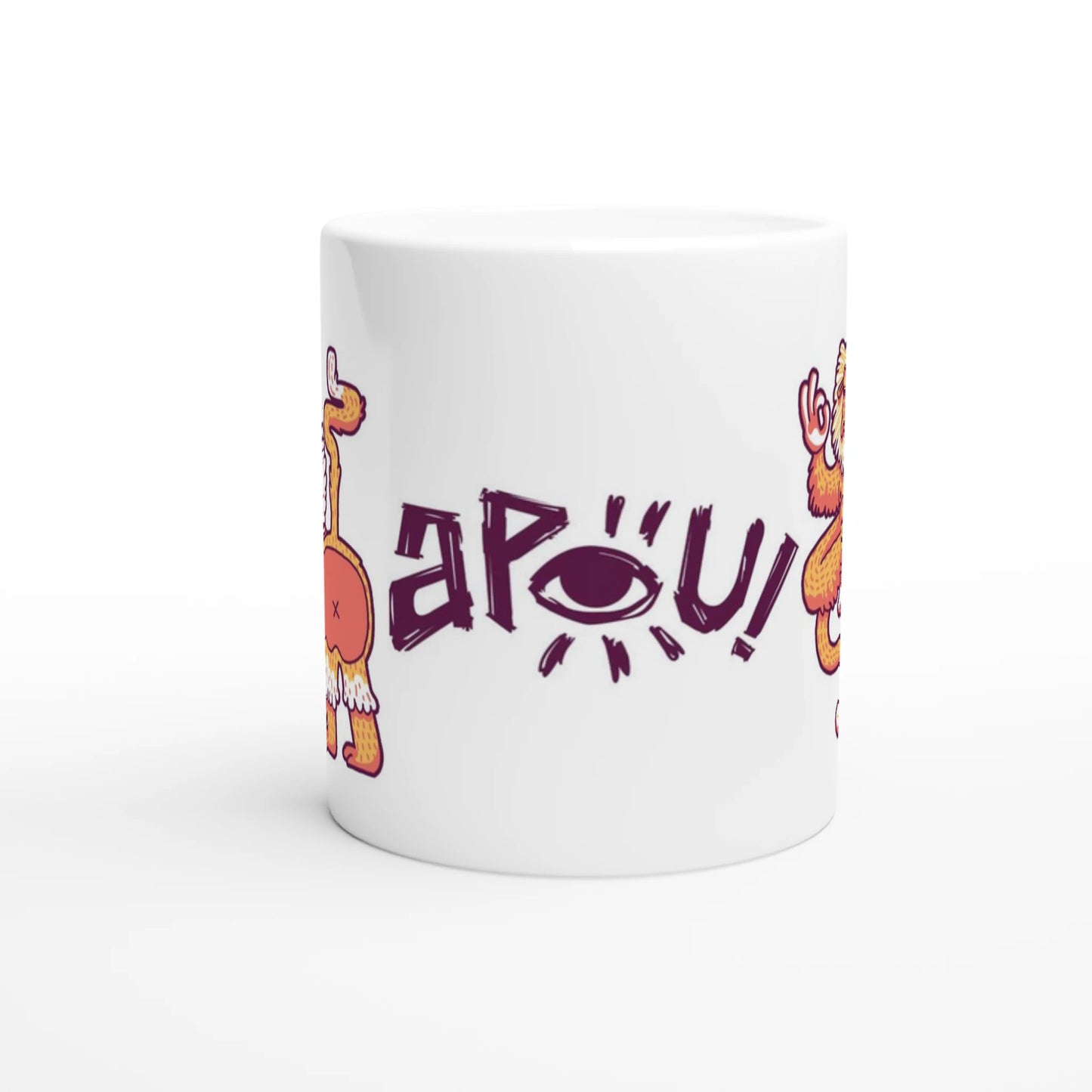 Mug au design d'APOU SHINY – Duo de Singes- un jeu de cartes familial plein de malice et de stratégie - Editeur : NO ONE GAMES