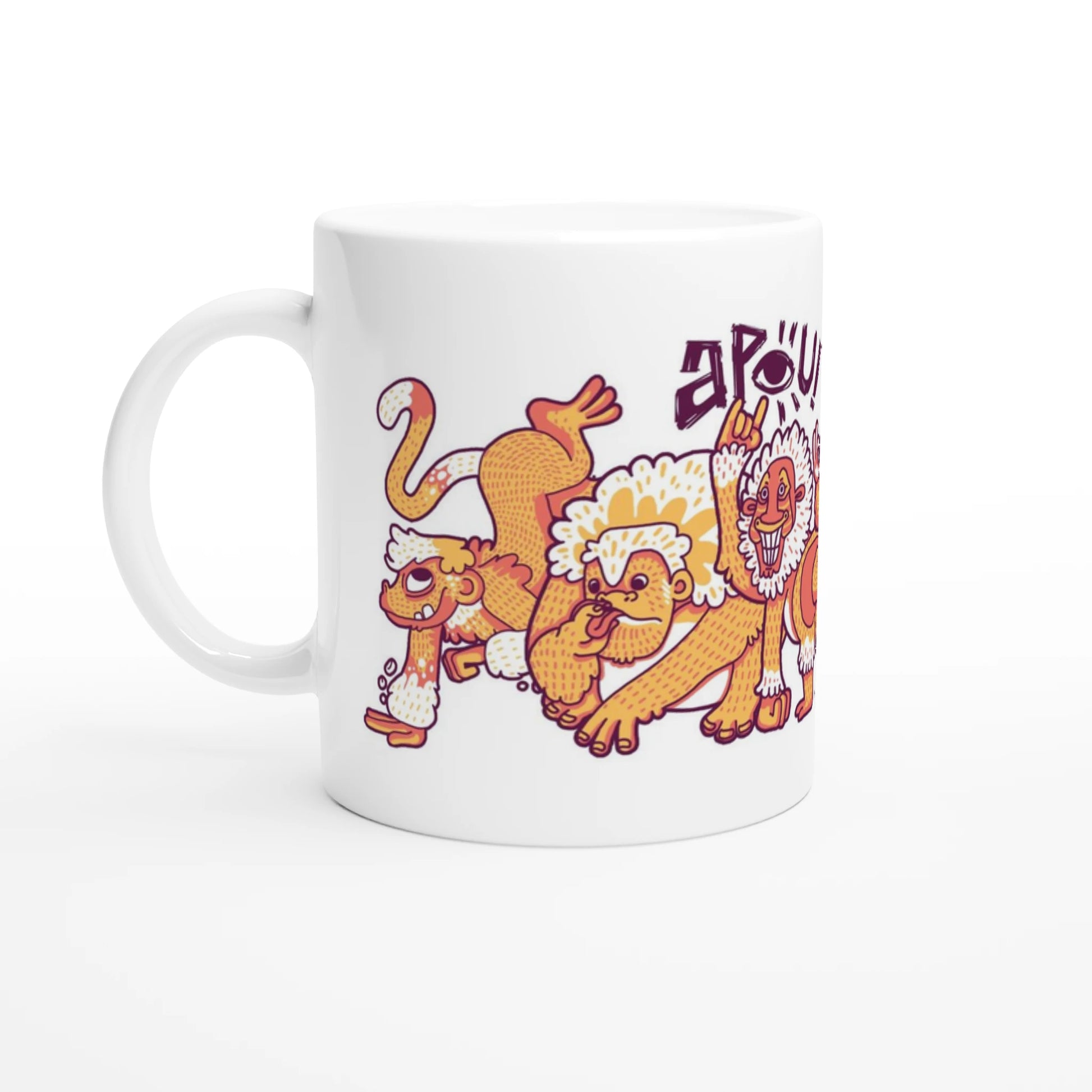 Mug au design d'APOU SHINY – Famille des Singes- un jeu de cartes familial plein de malice et de stratégie - Editeur : NO ONE GAMES