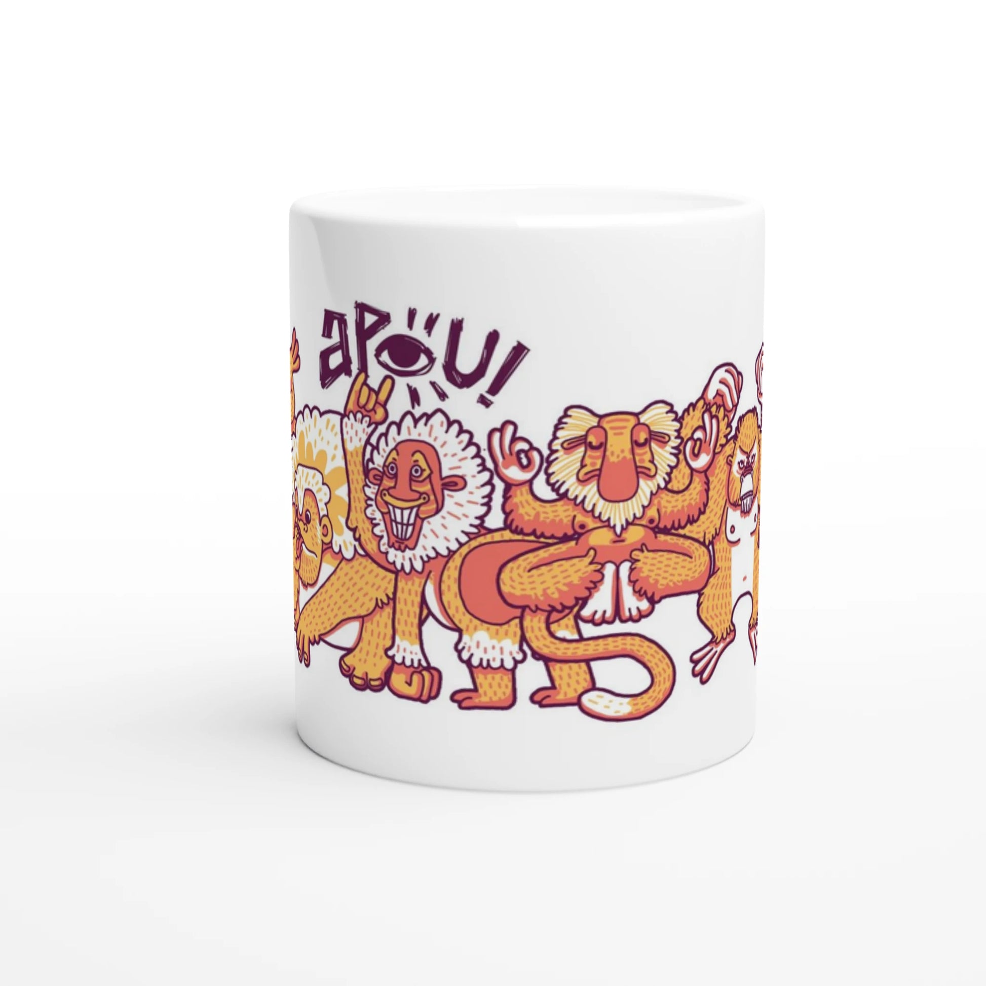 Mug au design d'APOU SHINY – Famille des Singes- un jeu de cartes familial plein de malice et de stratégie - Editeur : NO ONE GAMES