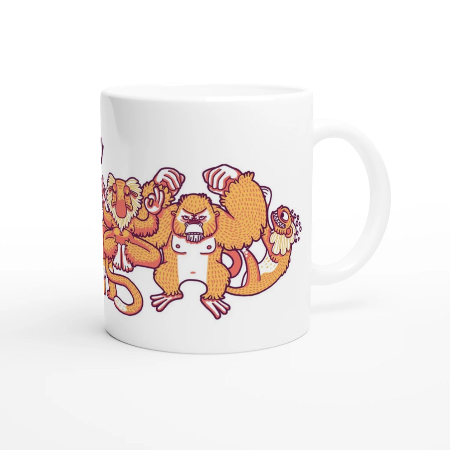 Mug au design d'APOU SHINY – Famille des Singes- un jeu de cartes familial plein de malice et de stratégie - Editeur : NO ONE GAMES