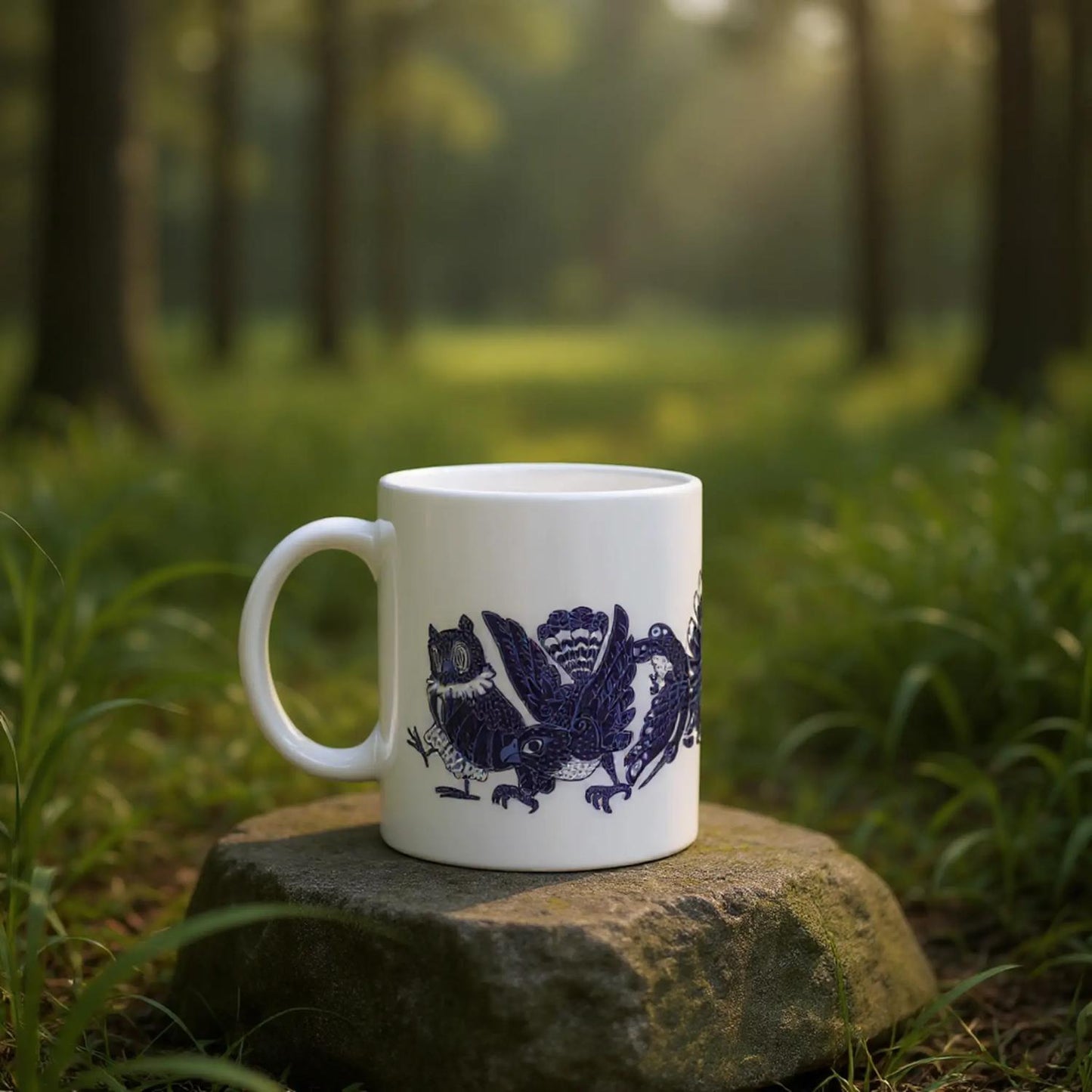 Mug au design d'APOU SHINY – Famille des oiseaux - un jeu de cartes familial plein de malice et de stratégie - Editeur : NO ONE GAMES