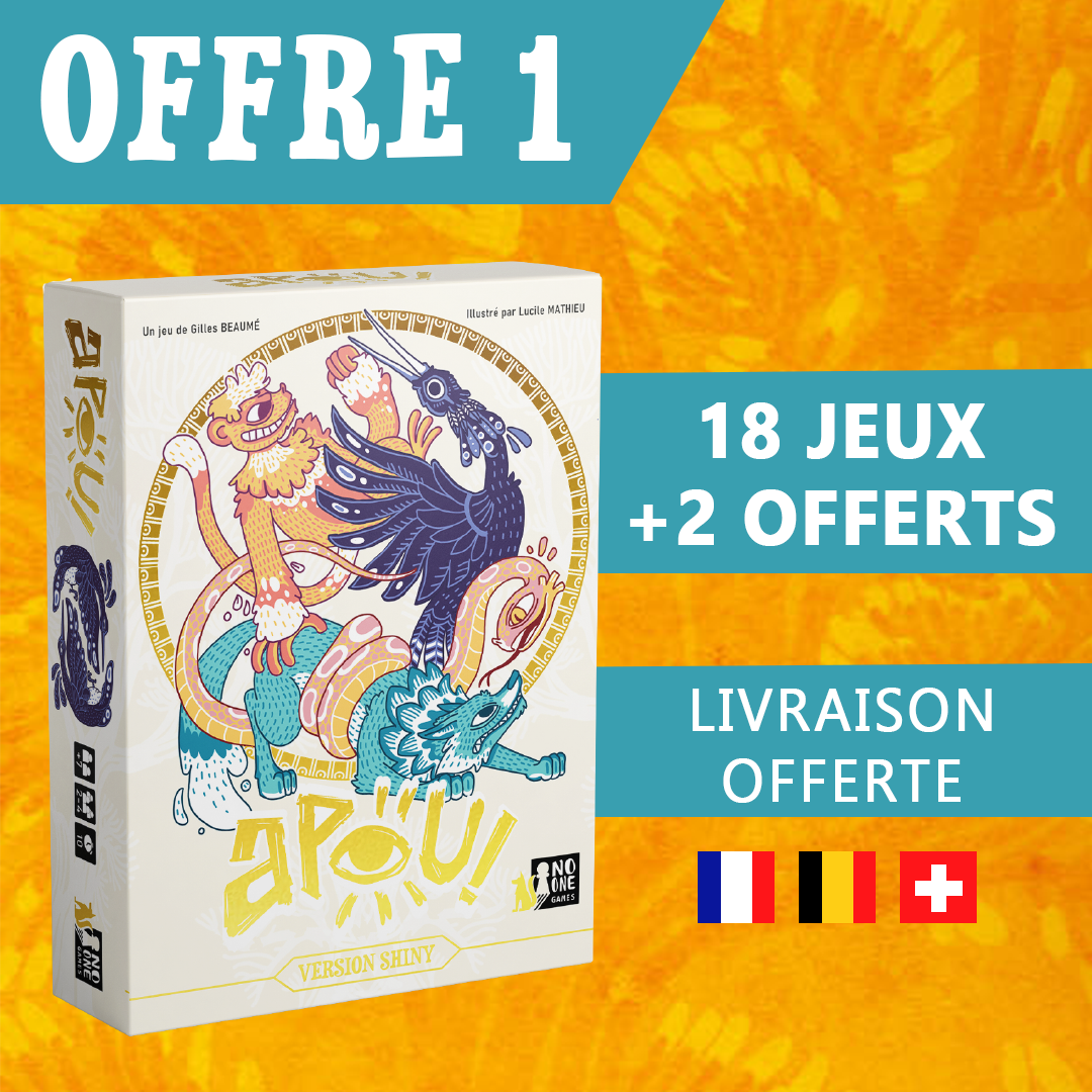 APOU SHINY – un jeu de Gilles Beaumé illustré par Lucile Mathieu - un jeu de cartes familial plein de malice et de stratégie - Editeur : NO ONE GAMES