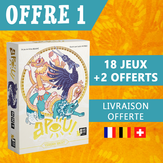 APOU SHINY – un jeu de Gilles Beaumé illustré par Lucile Mathieu - un jeu de cartes familial plein de malice et de stratégie - Editeur : NO ONE GAMES