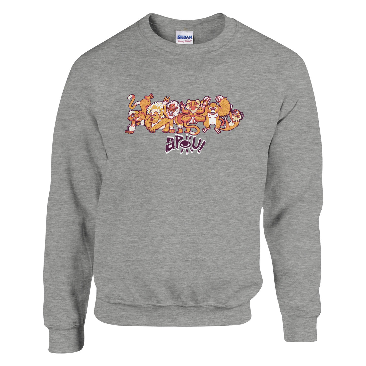Sweat-Shirt au design d'APOU SHINY – Famille des Singes en Clan - un jeu de cartes familial plein de malice et de stratégie - Editeur : NO ONE GAMES
