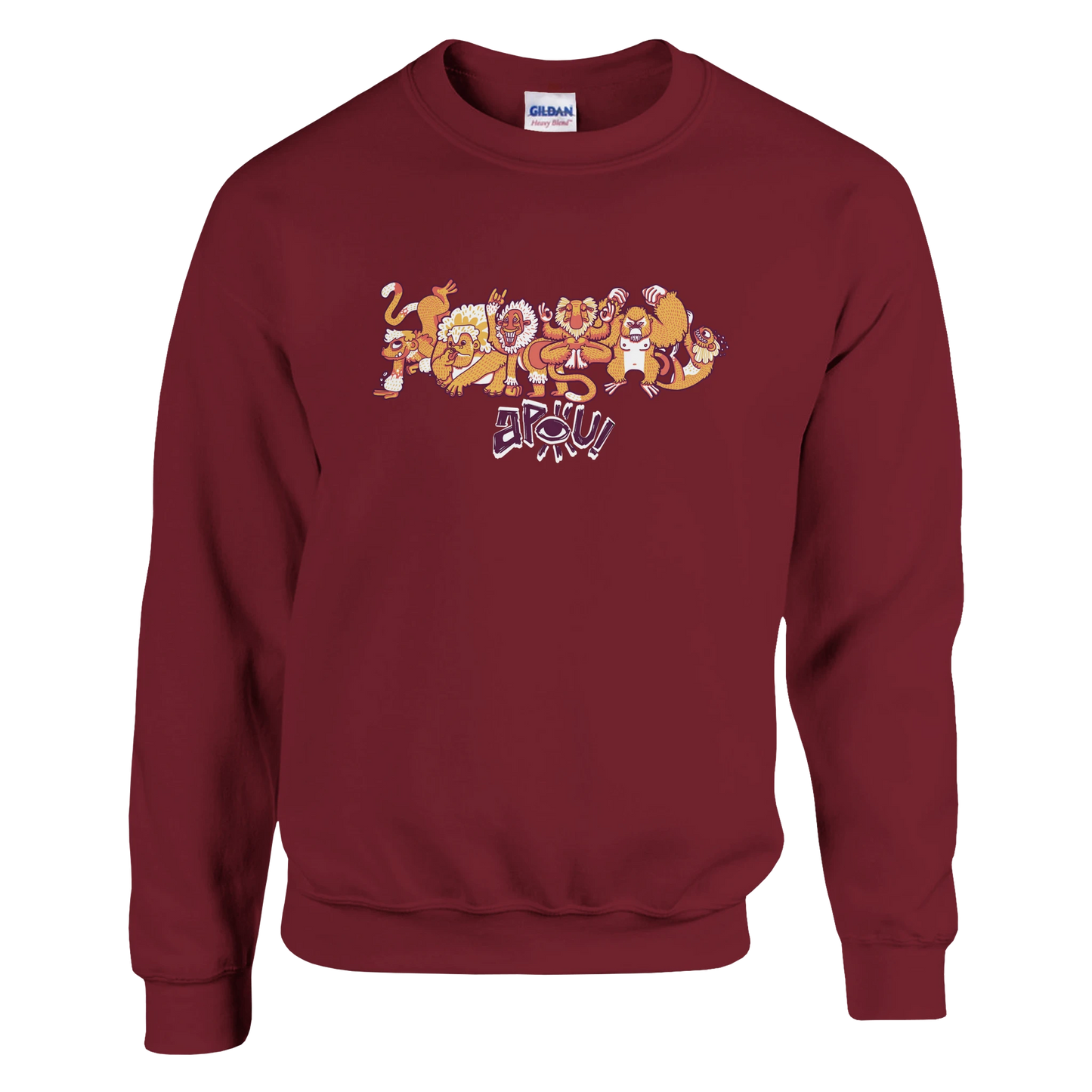 Sweat-Shirt au design d'APOU SHINY – Famille des Singes en Clan - un jeu de cartes familial plein de malice et de stratégie - Editeur : NO ONE GAMES