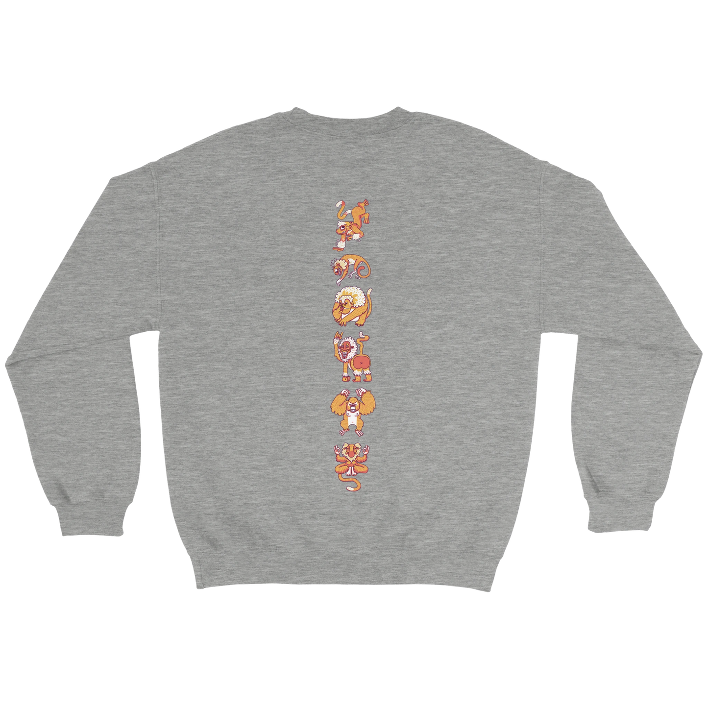 Sweat-Shirt au design d'APOU SHINY – Famille des Singes en Totem - un jeu de cartes familial plein de malice et de stratégie - Editeur : NO ONE GAMES