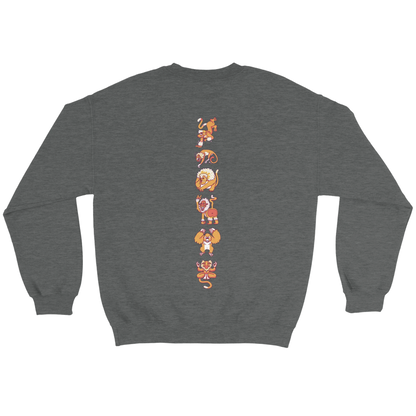Sweat-Shirt au design d'APOU SHINY – Famille des Singes en Totem - un jeu de cartes familial plein de malice et de stratégie - Editeur : NO ONE GAMES