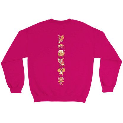 Sweat-Shirt au design d'APOU SHINY – Famille des Singes en Totem - un jeu de cartes familial plein de malice et de stratégie - Editeur : NO ONE GAMES