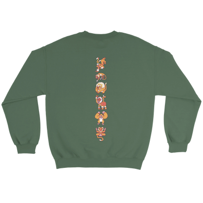 Sweat-Shirt au design d'APOU SHINY – Famille des Singes en Totem - un jeu de cartes familial plein de malice et de stratégie - Editeur : NO ONE GAMES