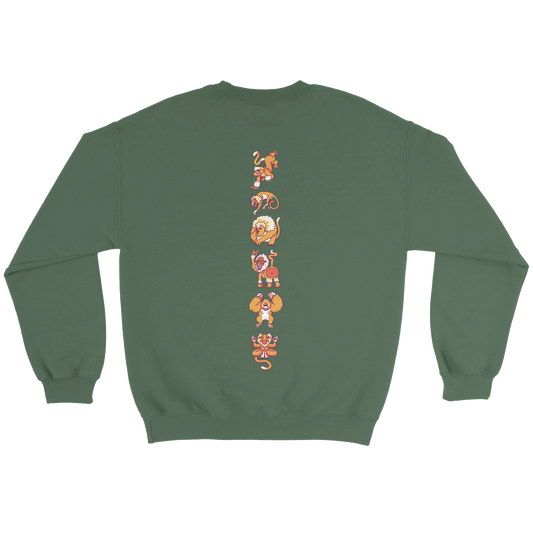 Sweat-Shirt au design d'APOU SHINY – Famille des Singes en Totem - un jeu de cartes familial plein de malice et de stratégie - Editeur : NO ONE GAMES