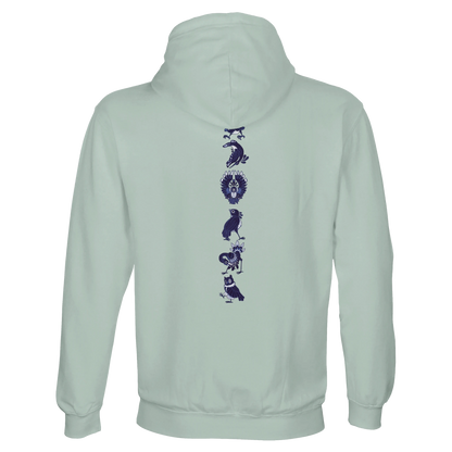 Sweat-Shirt à capuche au design d'APOU SHINY – Famille des Oiseaux en Totem - un jeu de cartes familial plein de malice et de stratégie - Editeur : NO ONE GAMES