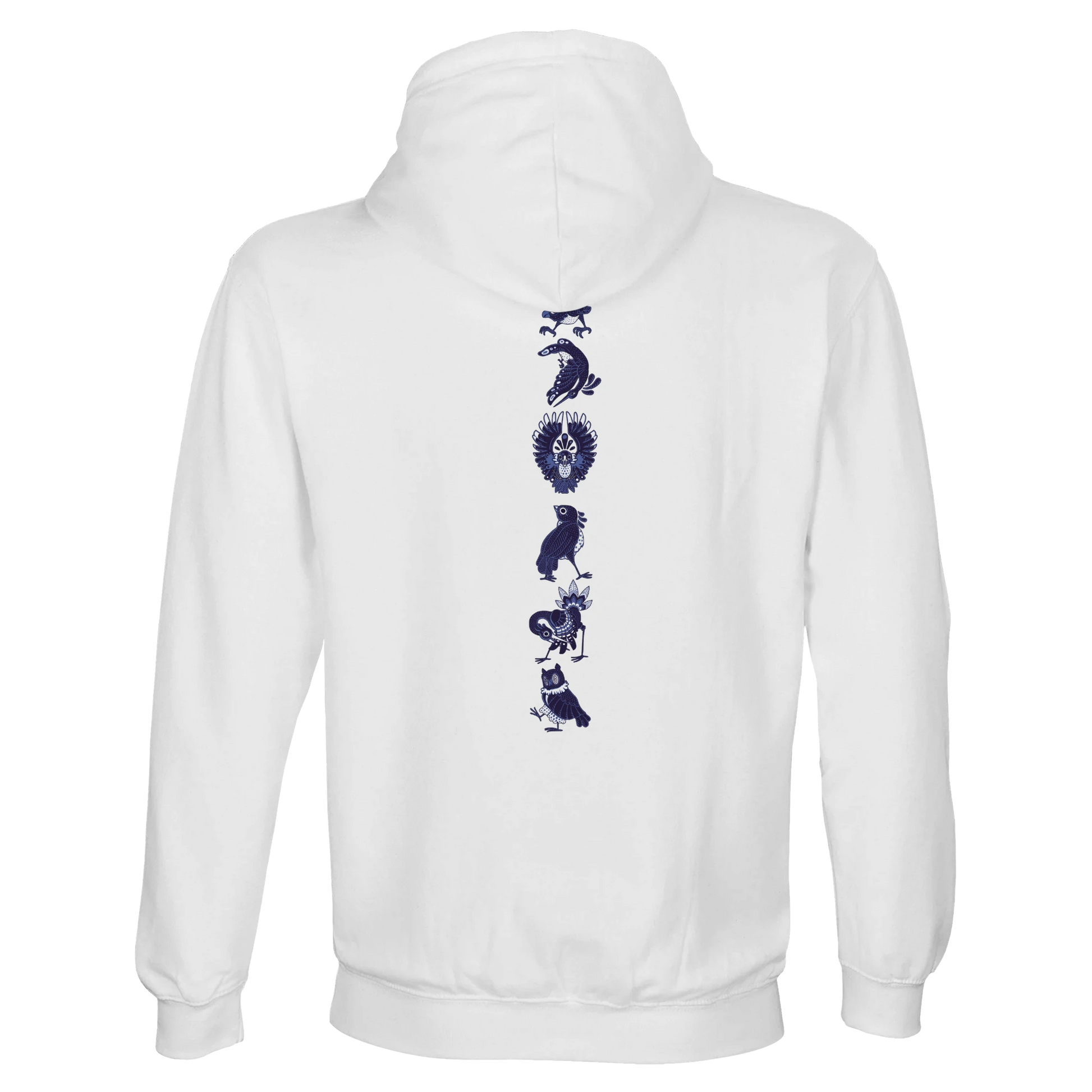 Sweat-Shirt à capuche au design d'APOU SHINY – Famille des Oiseaux en Totem - un jeu de cartes familial plein de malice et de stratégie - Editeur : NO ONE GAMES
