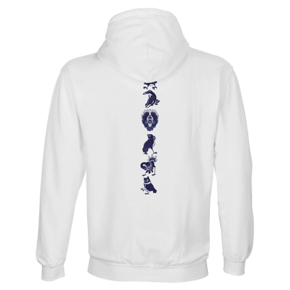 Sweat-Shirt à capuche au design d'APOU SHINY – Famille des Oiseaux en Totem - un jeu de cartes familial plein de malice et de stratégie - Editeur : NO ONE GAMES