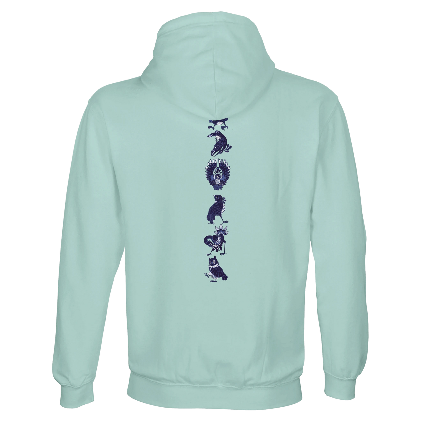 Sweat-Shirt à capuche au design d'APOU SHINY – Famille des Oiseaux en Totem - un jeu de cartes familial plein de malice et de stratégie - Editeur : NO ONE GAMES