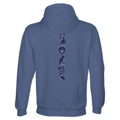 Sweat-Shirt à capuche au design d'APOU SHINY – Famille des Oiseaux en Totem - un jeu de cartes familial plein de malice et de stratégie - Editeur : NO ONE GAMES