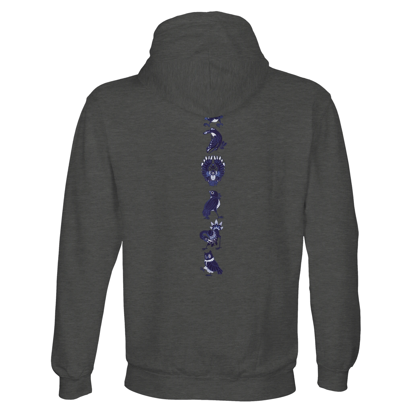 Sweat-Shirt à capuche au design d'APOU SHINY – Famille des Oiseaux en Totem - un jeu de cartes familial plein de malice et de stratégie - Editeur : NO ONE GAMES