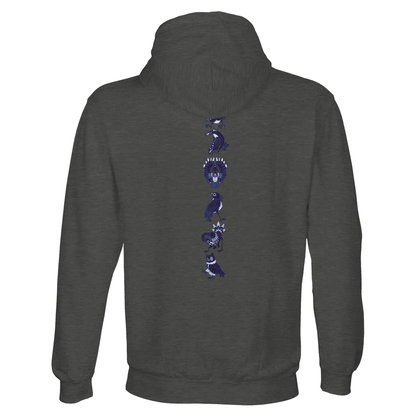 Sweat-Shirt à capuche au design d'APOU SHINY – Famille des Oiseaux en Totem - un jeu de cartes familial plein de malice et de stratégie - Editeur : NO ONE GAMES
