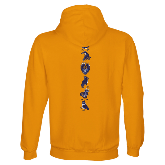 Sweat-Shirt à capuche au design d'APOU SHINY – Famille des Oiseaux en Totem - un jeu de cartes familial plein de malice et de stratégie - Editeur : NO ONE GAMES