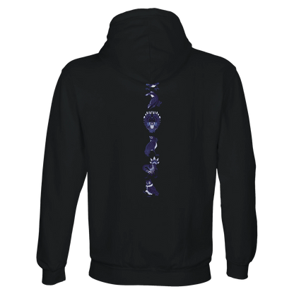 Sweat-Shirt à capuche au design d'APOU SHINY – Famille des Oiseaux en Totem - un jeu de cartes familial plein de malice et de stratégie - Editeur : NO ONE GAMES
