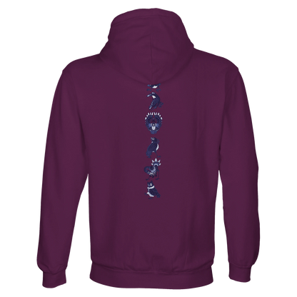 Sweat-Shirt à capuche au design d'APOU SHINY – Famille des Oiseaux en Totem - un jeu de cartes familial plein de malice et de stratégie - Editeur : NO ONE GAMES