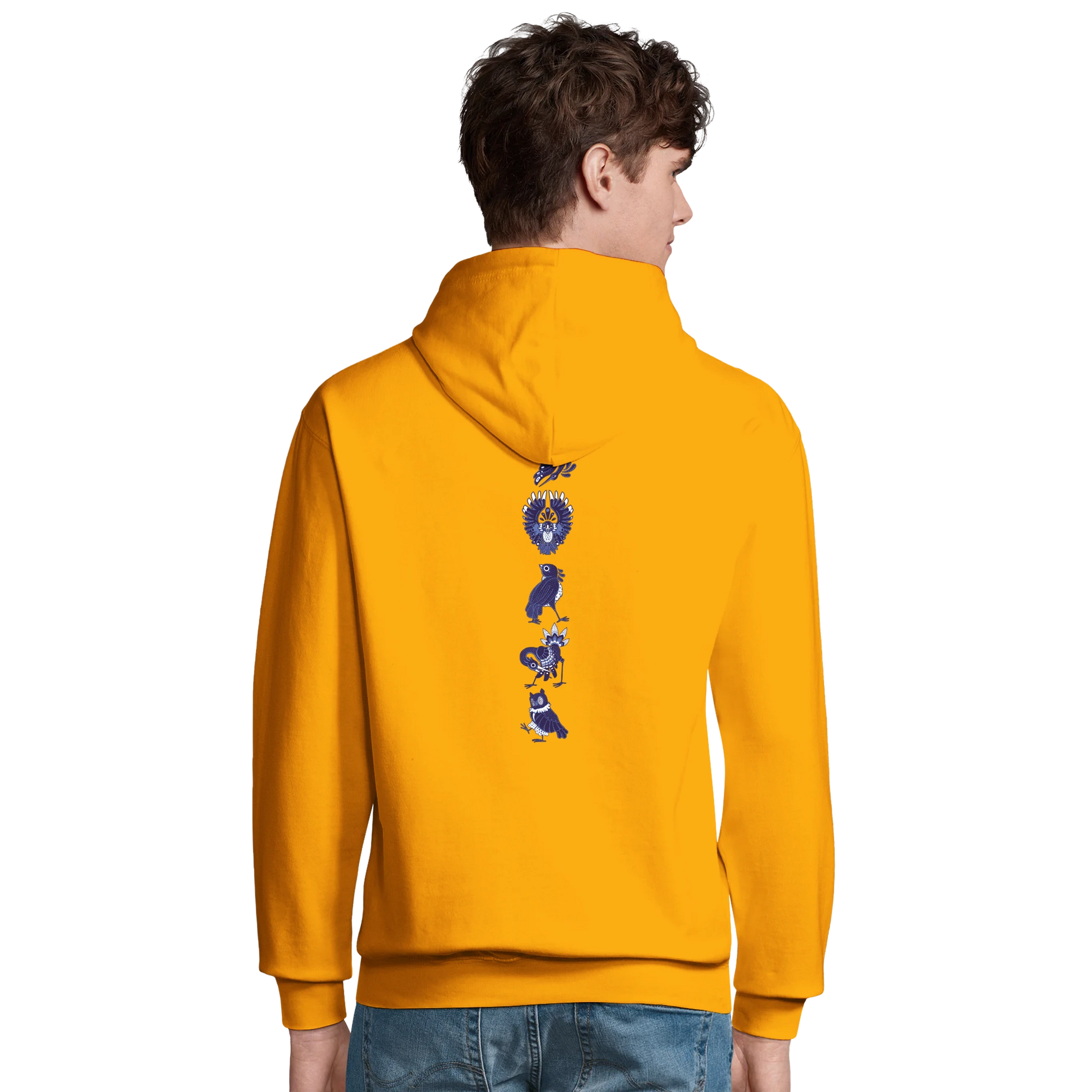 Sweat-Shirt à capuche au design d'APOU SHINY – Famille des Oiseaux en Totem - un jeu de cartes familial plein de malice et de stratégie - Editeur : NO ONE GAMES