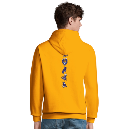 Sweat-Shirt à capuche au design d'APOU SHINY – Famille des Oiseaux en Totem - un jeu de cartes familial plein de malice et de stratégie - Editeur : NO ONE GAMES