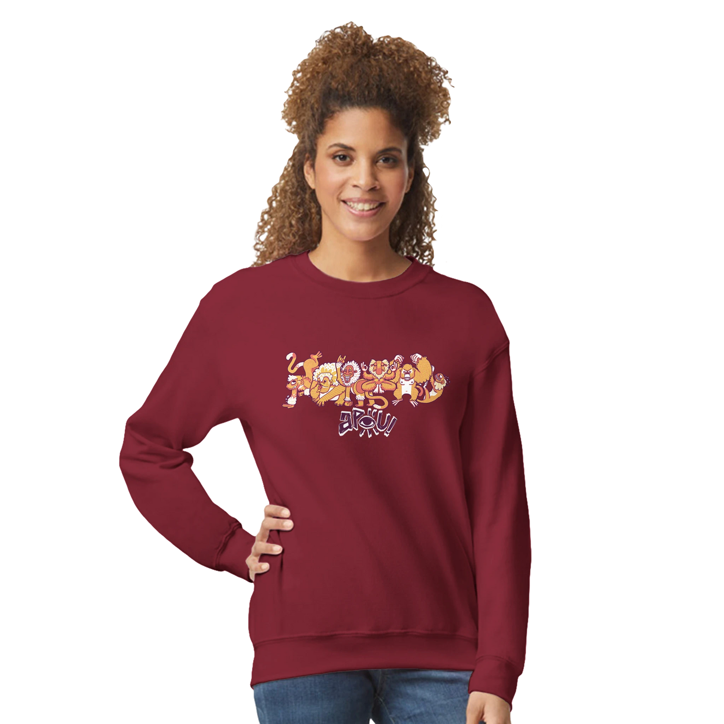 Sweat-Shirt au design d'APOU SHINY – Famille des Singes en Clan - un jeu de cartes familial plein de malice et de stratégie - Editeur : NO ONE GAMES
