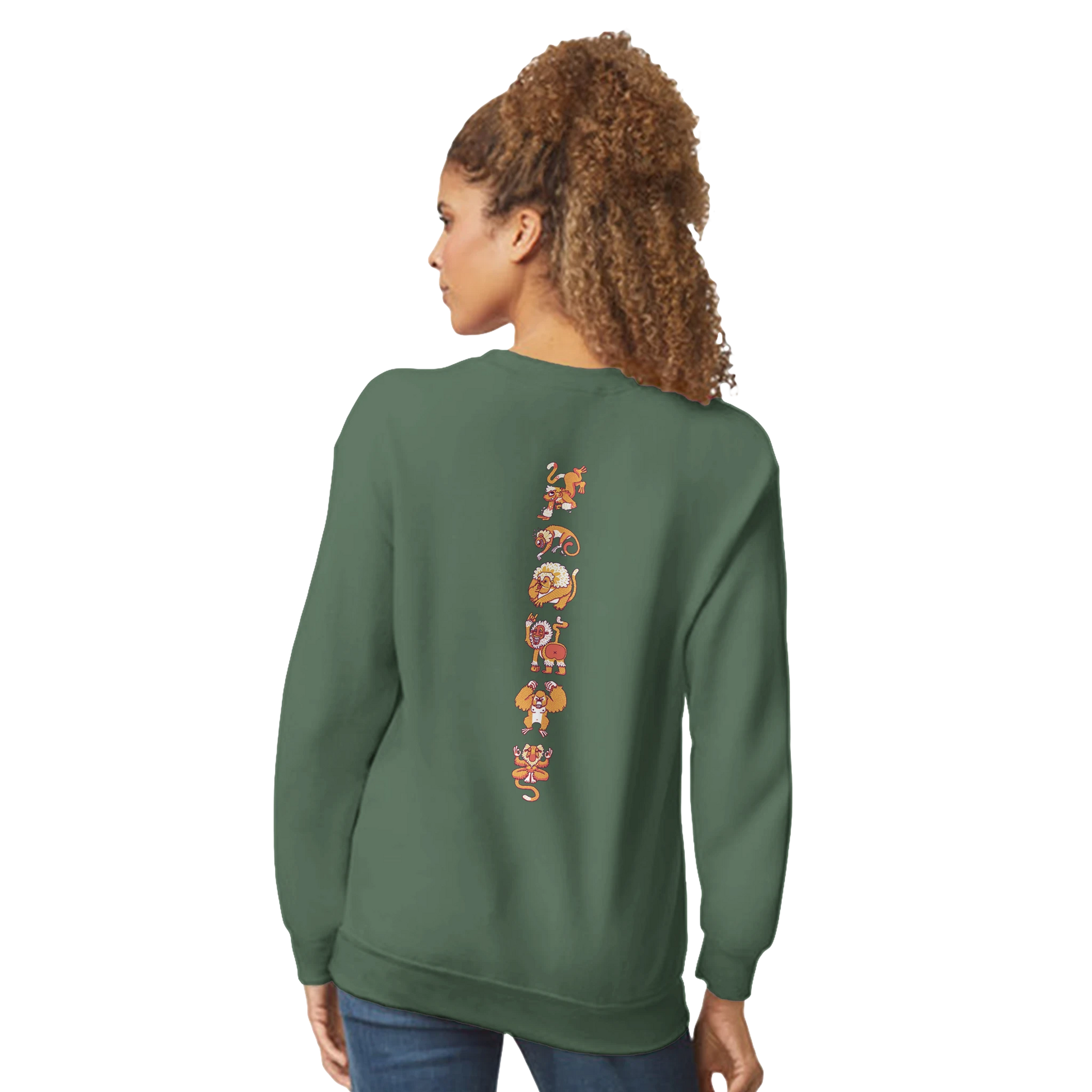 Sweat-Shirt au design d'APOU SHINY – Famille des Singes en Totem - un jeu de cartes familial plein de malice et de stratégie - Editeur : NO ONE GAMES