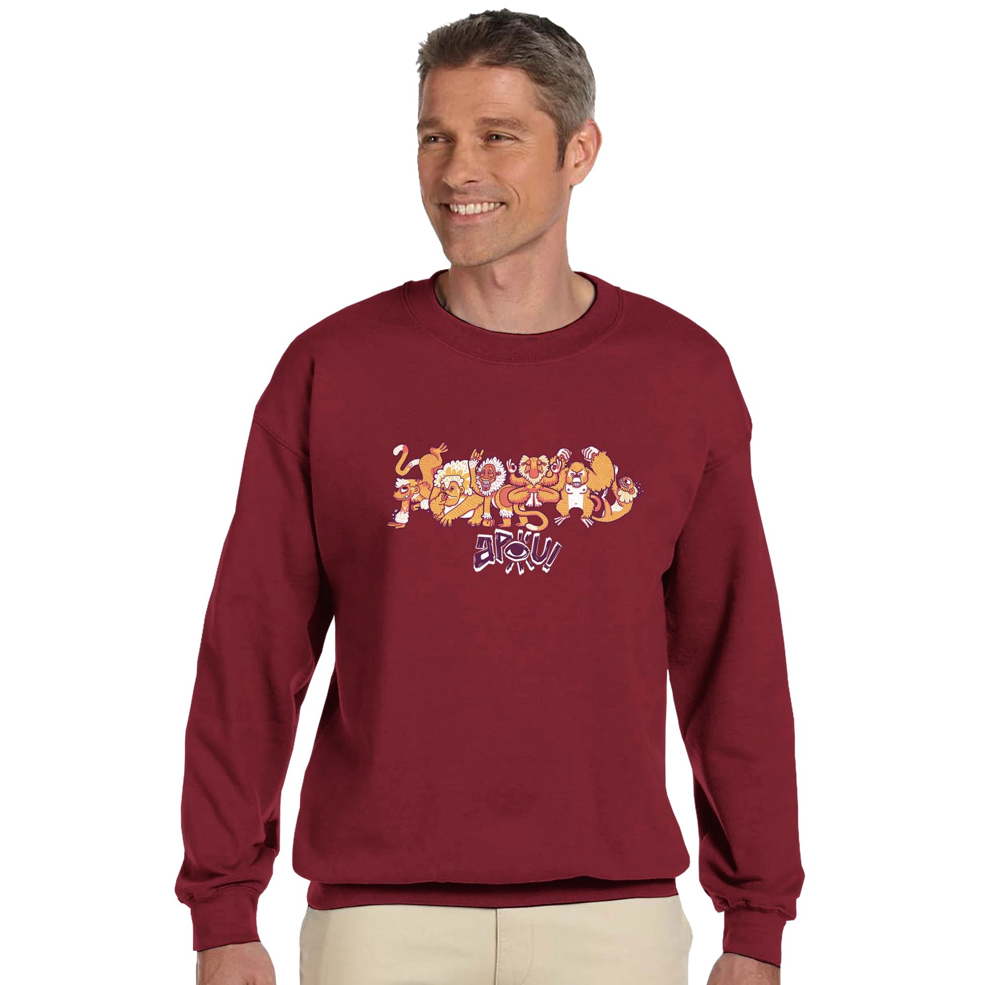 Sweat-Shirt au design d'APOU SHINY – Famille des Singes en Clan - un jeu de cartes familial plein de malice et de stratégie - Editeur : NO ONE GAMES