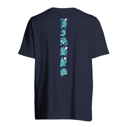 T-shirt au design d'APOU SHINY – Famille des Loups en Totem - un jeu de cartes familial plein de malice et de stratégie - Editeur : NO ONE GAMES