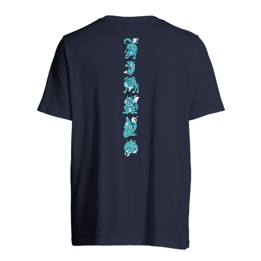 T-shirt au design d'APOU SHINY – Famille des Loups en Totem - un jeu de cartes familial plein de malice et de stratégie - Editeur : NO ONE GAMES