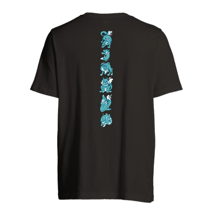 T-shirt au design d'APOU SHINY – Famille des Loups en Totem - un jeu de cartes familial plein de malice et de stratégie - Editeur : NO ONE GAMES