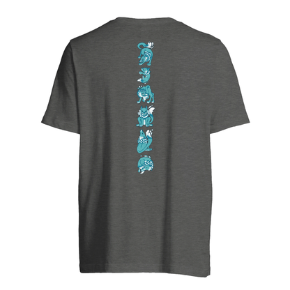 T-shirt au design d'APOU SHINY – Famille des Loups en Totem - un jeu de cartes familial plein de malice et de stratégie - Editeur : NO ONE GAMES