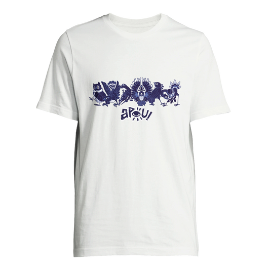 T-shirt au design d'APOU SHINY – Famille des Oiseaux en Clan - un jeu de cartes familial plein de malice et de stratégie - Editeur : NO ONE GAMES