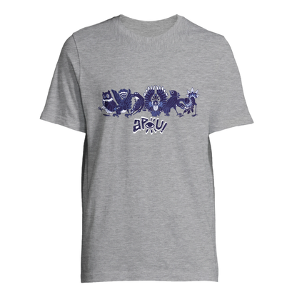 T-shirt au design d'APOU SHINY – Famille des Oiseaux en Clan - un jeu de cartes familial plein de malice et de stratégie - Editeur : NO ONE GAMES