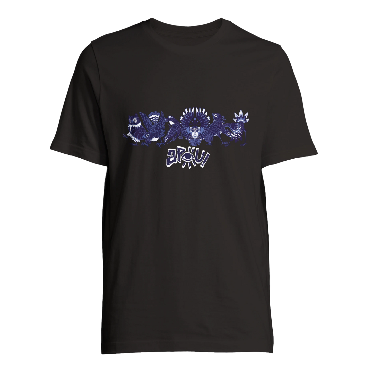 T-shirt au design d'APOU SHINY – Famille des Oiseaux en Clan - un jeu de cartes familial plein de malice et de stratégie - Editeur : NO ONE GAMES