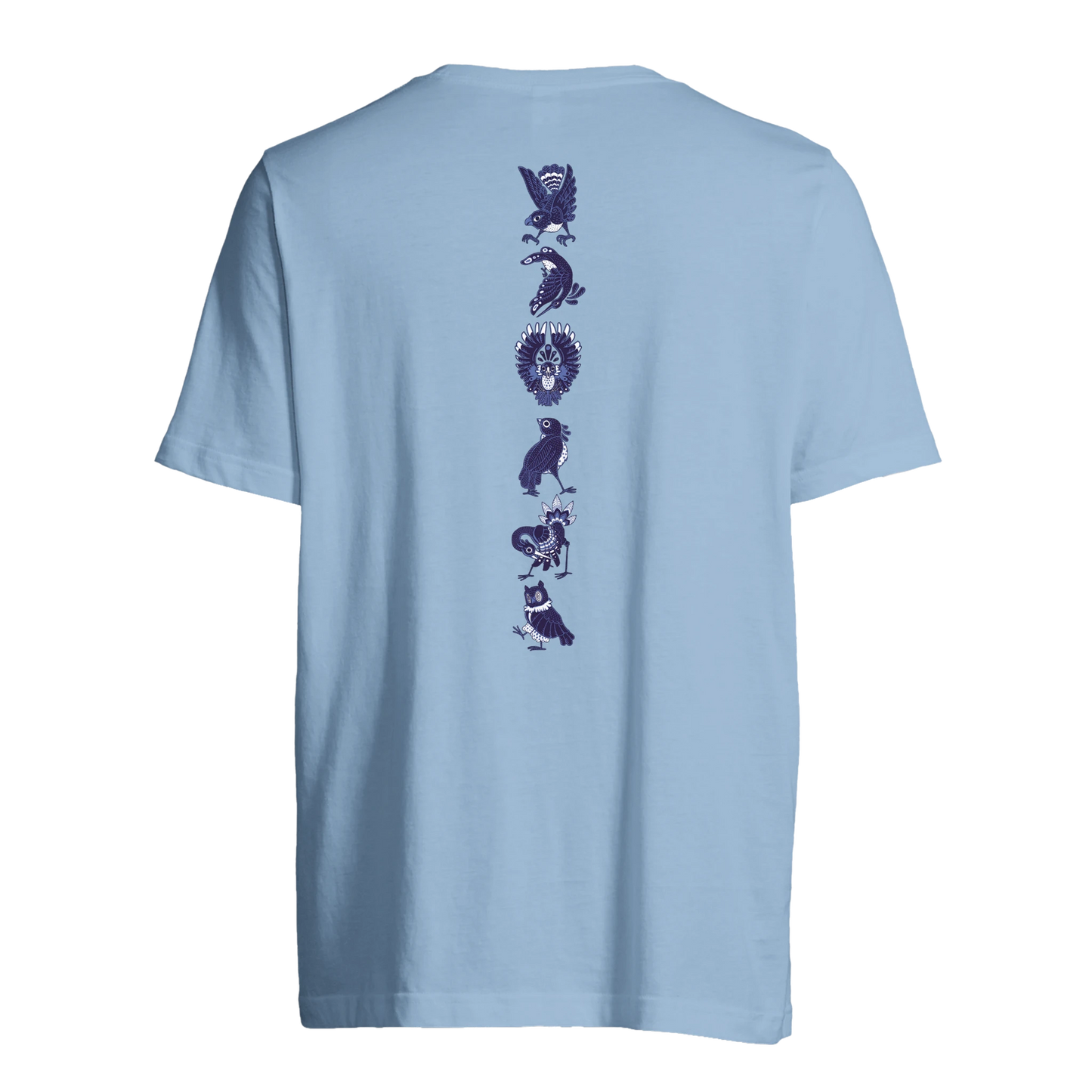 T-shirt au design d'APOU SHINY – Famille des Oiseaux en Totem - un jeu de cartes familial plein de malice et de stratégie - Editeur : NO ONE GAMES