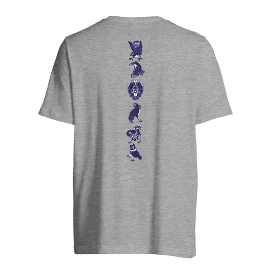 T-shirt au design d'APOU SHINY – Famille des Oiseaux en Totem - un jeu de cartes familial plein de malice et de stratégie - Editeur : NO ONE GAMES