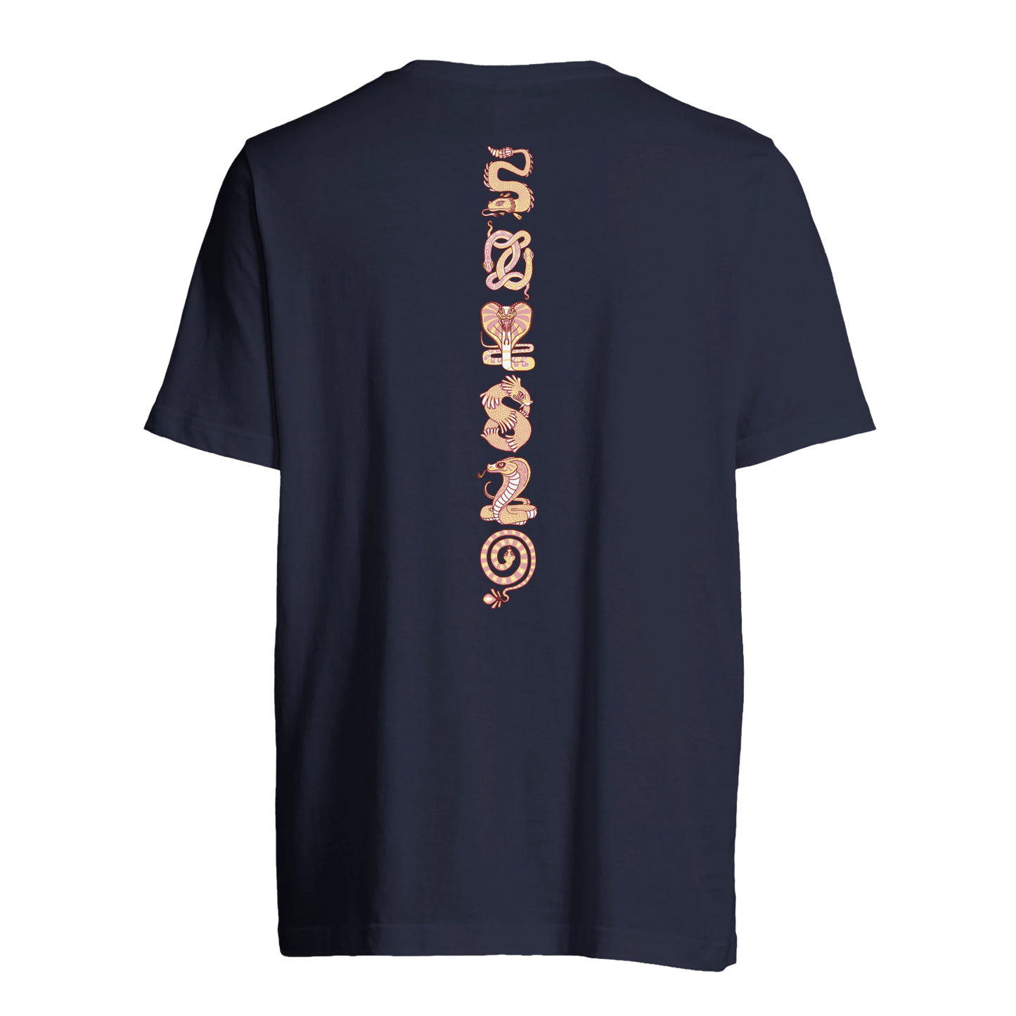 T-shirt au design d'APOU SHINY – Famille des Serpents en Totem - un jeu de cartes familial plein de malice et de stratégie - Editeur : NO ONE GAMES