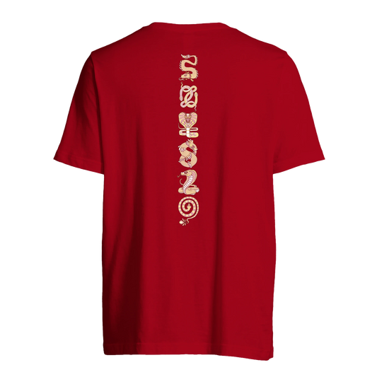 T-shirt au design d'APOU SHINY – Famille des Serpents en Totem - un jeu de cartes familial plein de malice et de stratégie - Editeur : NO ONE GAMES