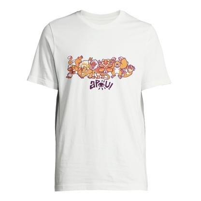 T-shirt au design d'APOU SHINY – Famille des Singes en Clan - un jeu de cartes familial plein de malice et de stratégie - Editeur : NO ONE GAMES