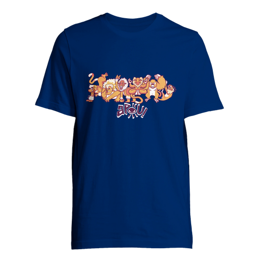 T-shirt au design d'APOU SHINY – Famille des Singes en Clan - un jeu de cartes familial plein de malice et de stratégie - Editeur : NO ONE GAMES