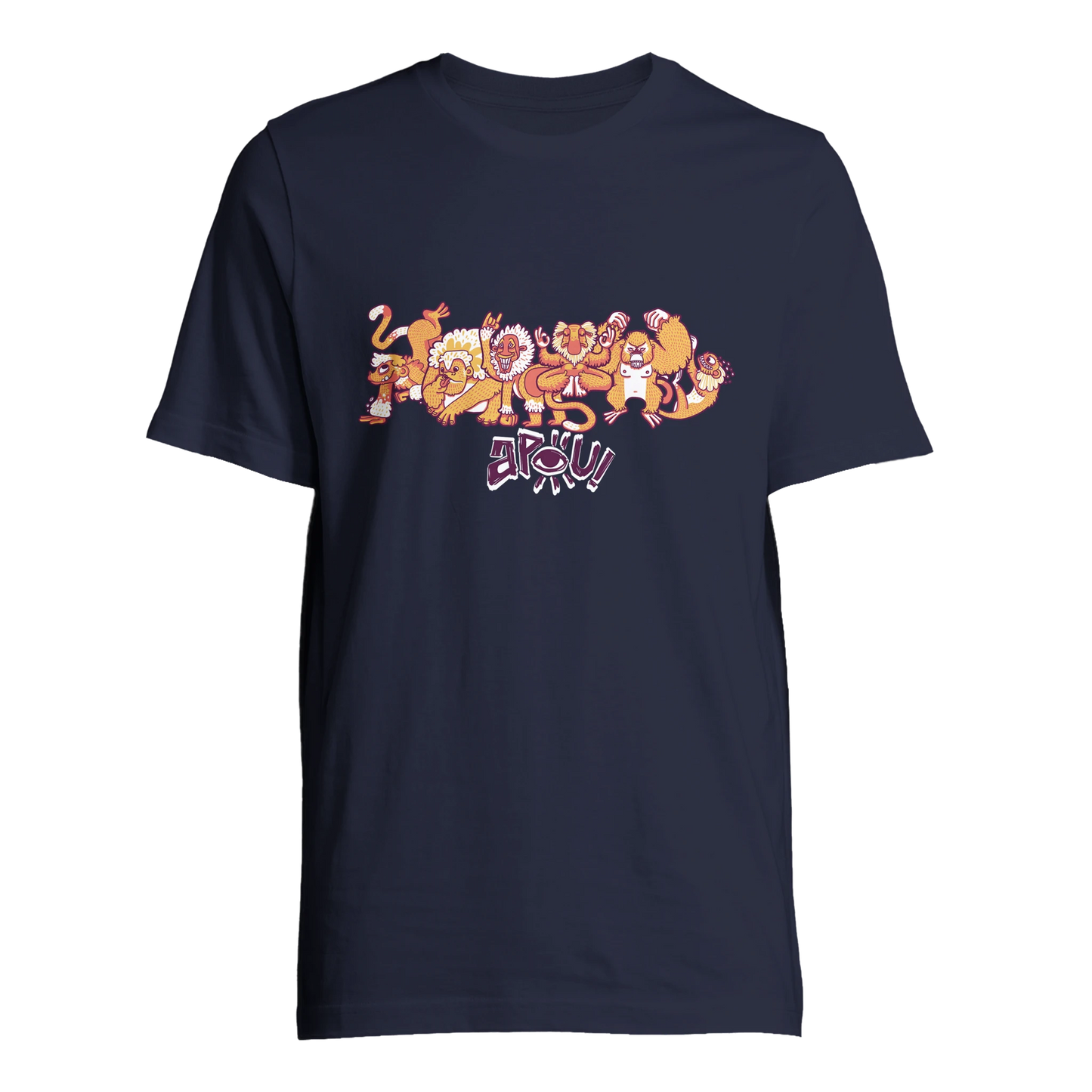 T-shirt au design d'APOU SHINY – Famille des Singes en Clan - un jeu de cartes familial plein de malice et de stratégie - Editeur : NO ONE GAMES