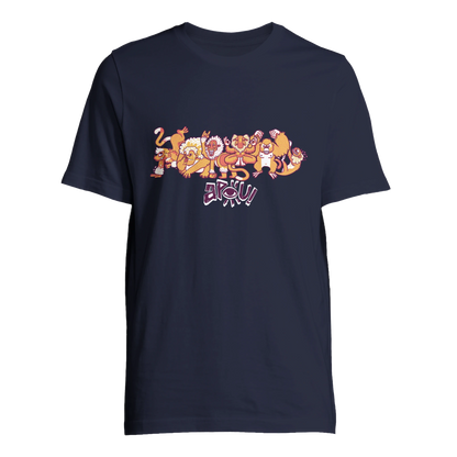 T-shirt au design d'APOU SHINY – Famille des Singes en Clan - un jeu de cartes familial plein de malice et de stratégie - Editeur : NO ONE GAMES