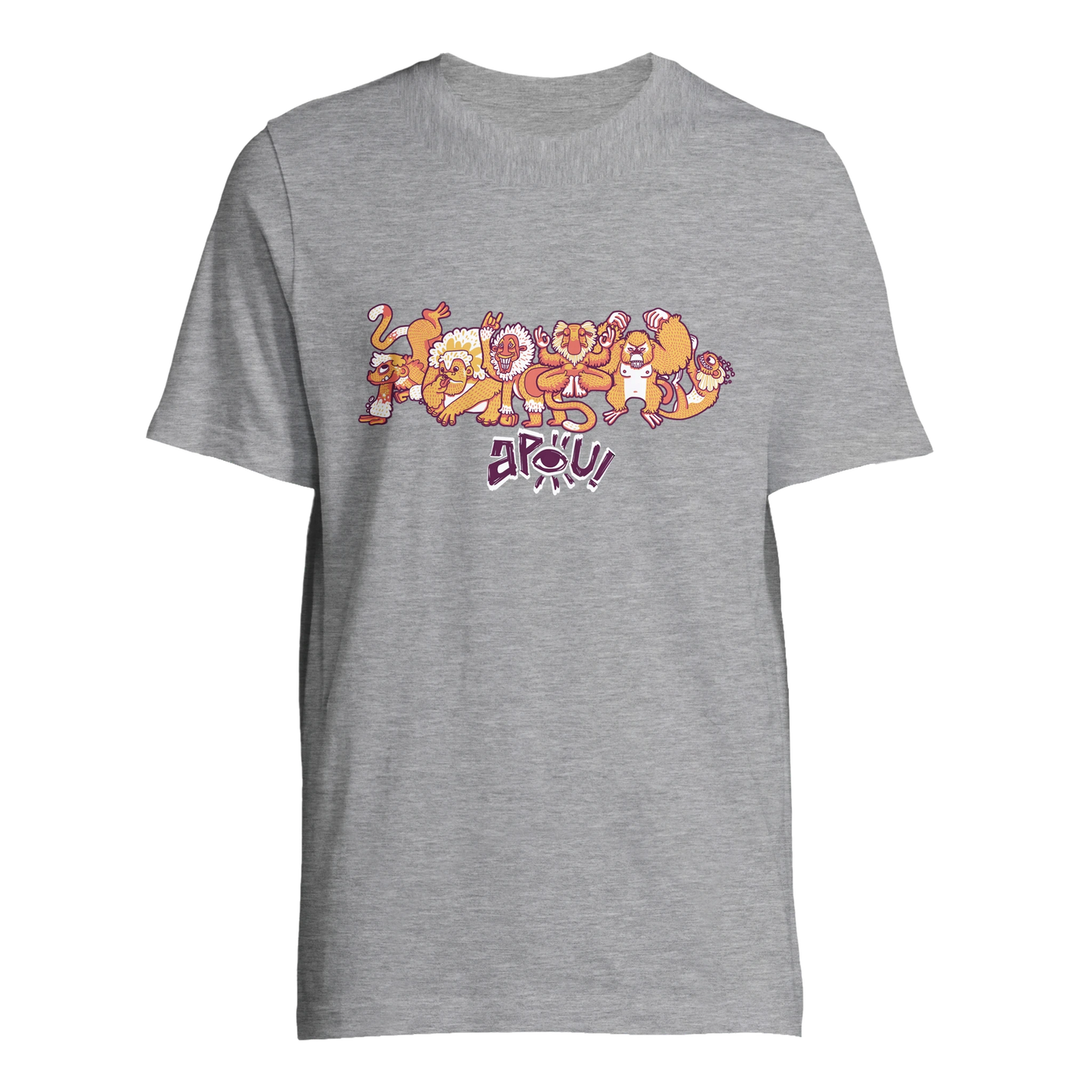 T-shirt au design d'APOU SHINY – Famille des Singes en Clan - un jeu de cartes familial plein de malice et de stratégie - Editeur : NO ONE GAMES