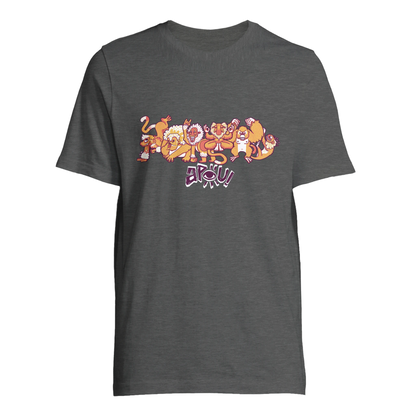 T-shirt au design d'APOU SHINY – Famille des Singes en Clan - un jeu de cartes familial plein de malice et de stratégie - Editeur : NO ONE GAMES
