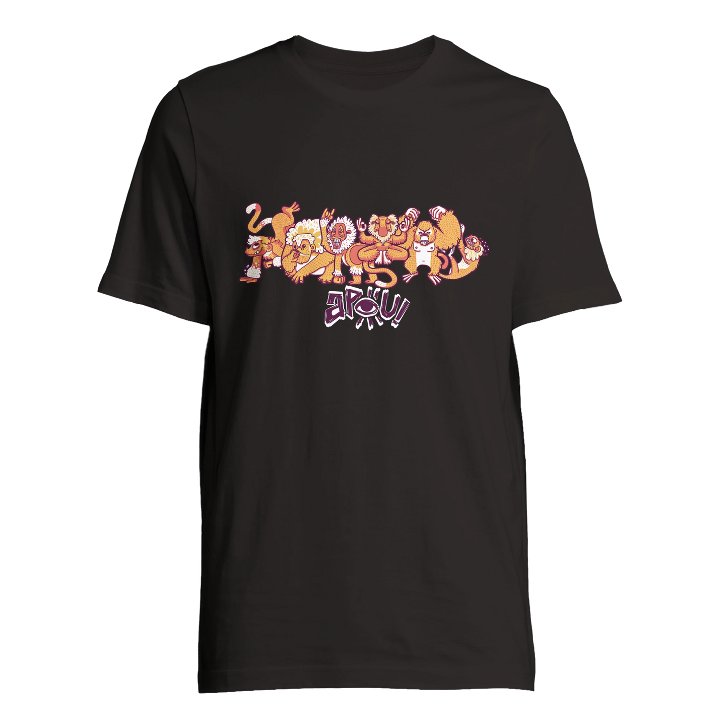 T-shirt au design d'APOU SHINY – Famille des Singes en Clan - un jeu de cartes familial plein de malice et de stratégie - Editeur : NO ONE GAMES