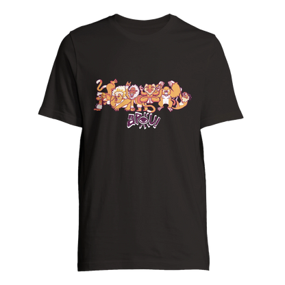 T-shirt au design d'APOU SHINY – Famille des Singes en Clan - un jeu de cartes familial plein de malice et de stratégie - Editeur : NO ONE GAMES